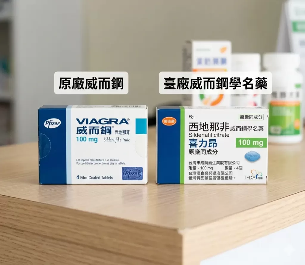 原廠威而鋼與臺廠威而鋼學名藥包裝對比