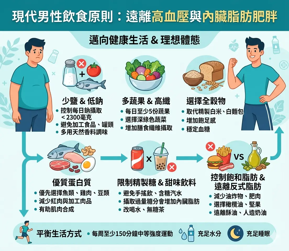 現代男性飲食原則遠離高血壓與內臟脂肪肥胖