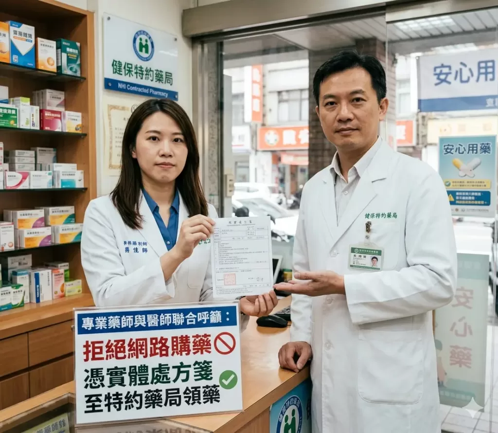 專業藥師與醫師聯合呼籲：拒絕網路購藥，憑實體處方箋至特約藥局領藥