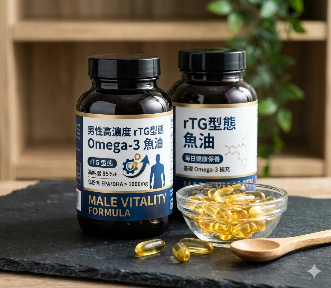 符合rTG型態與rTG高濃度Omega-3的男性魚油推薦保健品