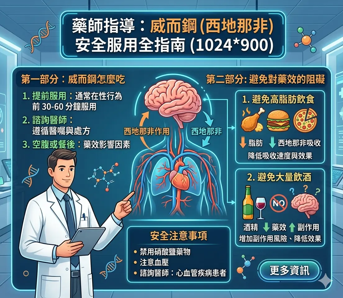 藥師指導威而鋼怎麼吃以避免高脂肪飲食與酒精對西地那非藥效阻礙的安全服用全指南
