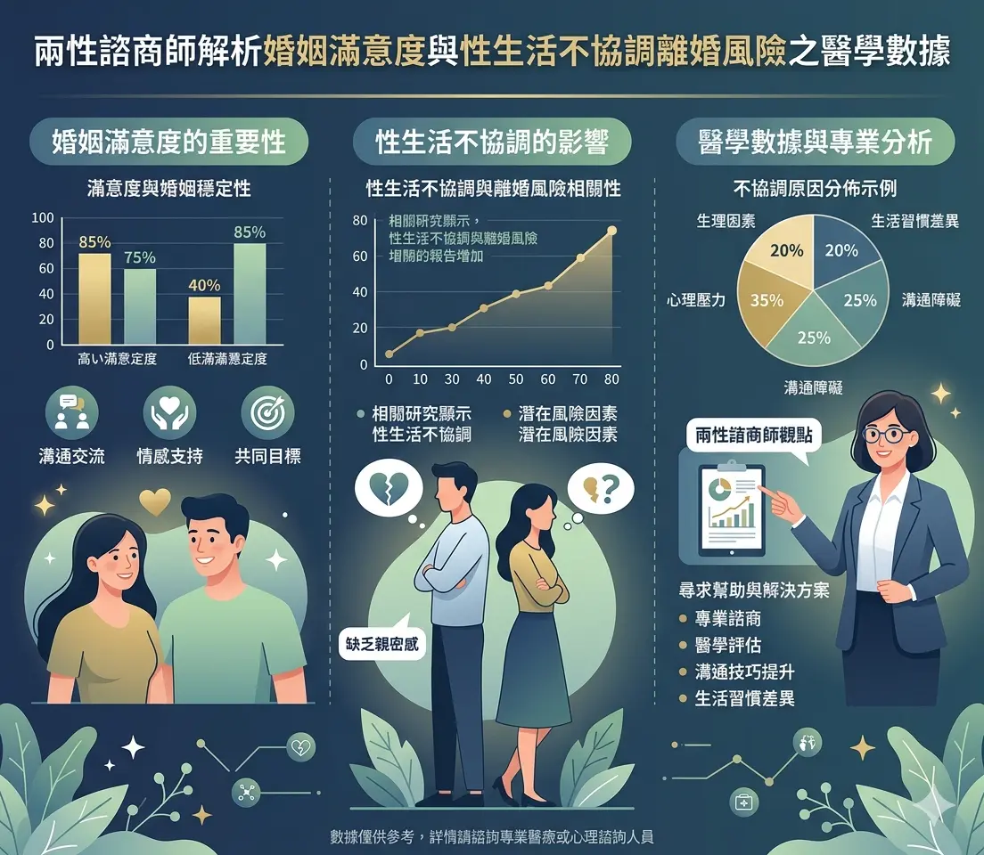 兩性諮商師解析婚姻滿意度與性生活不協調離婚風險之醫學數據
