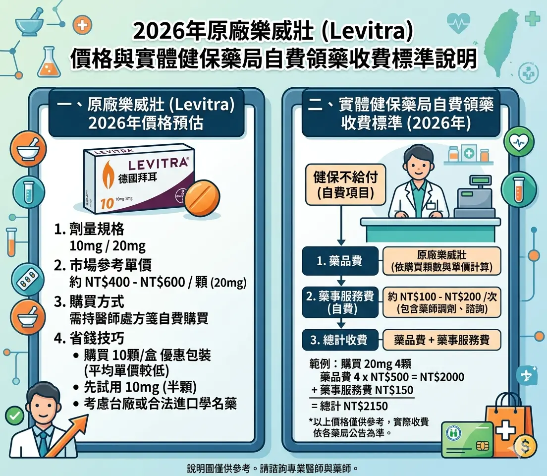 2026年原廠樂威壯價格與實體健保藥局自費領藥收費標準說明