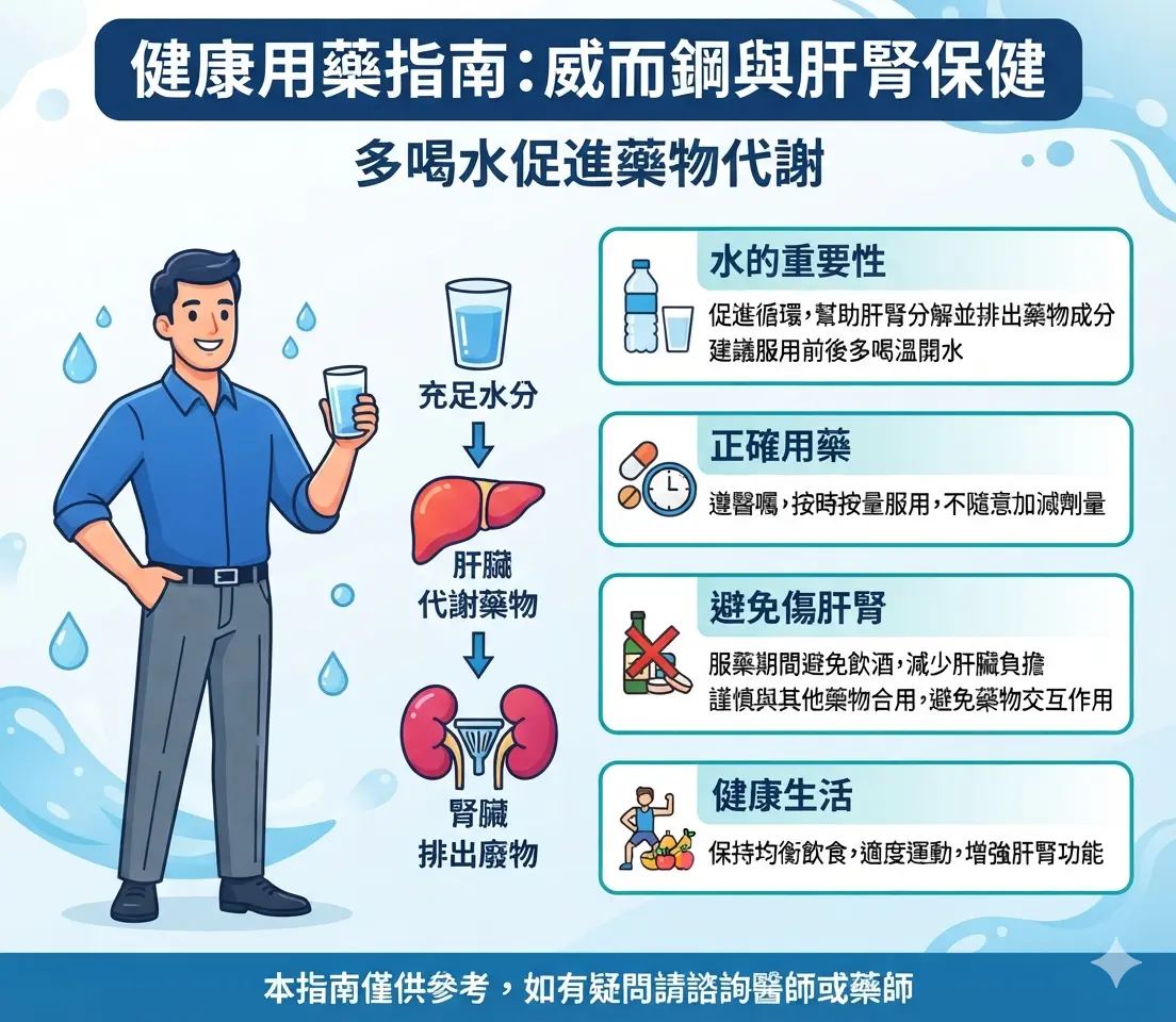多喝水促進威而鋼藥物代謝與保護肝腎的健康用藥指南