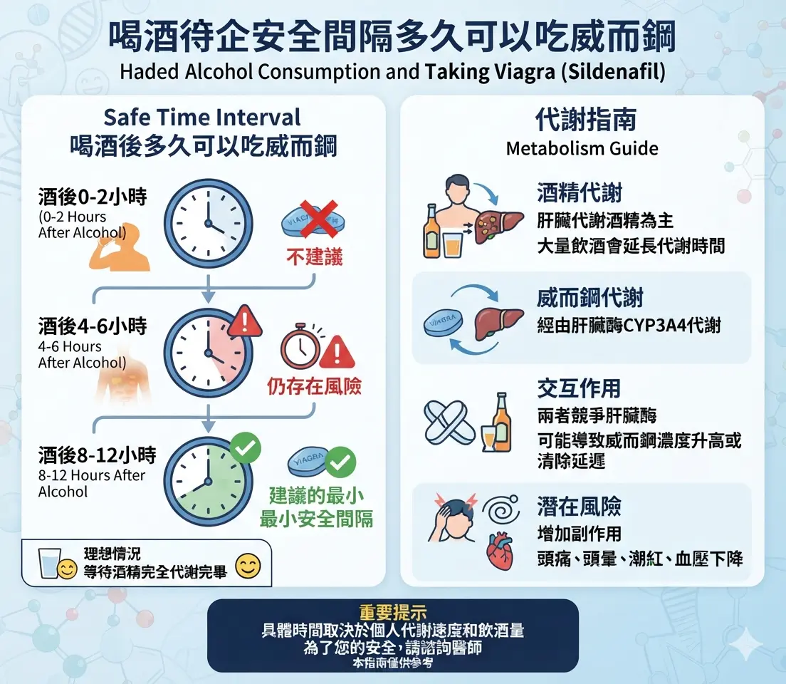 喝酒後多久可以吃威而鋼的安全時間間隔與代謝指南