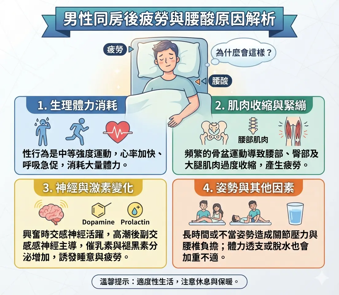 男性同房後疲勞與腰酸原因解析圖解