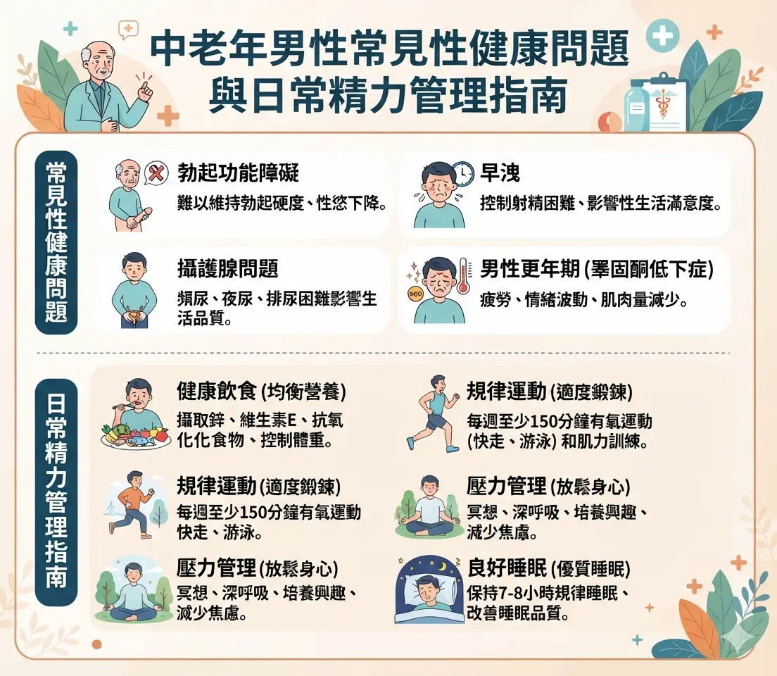 中老年男性常見性健康問題與日常精力管理指南