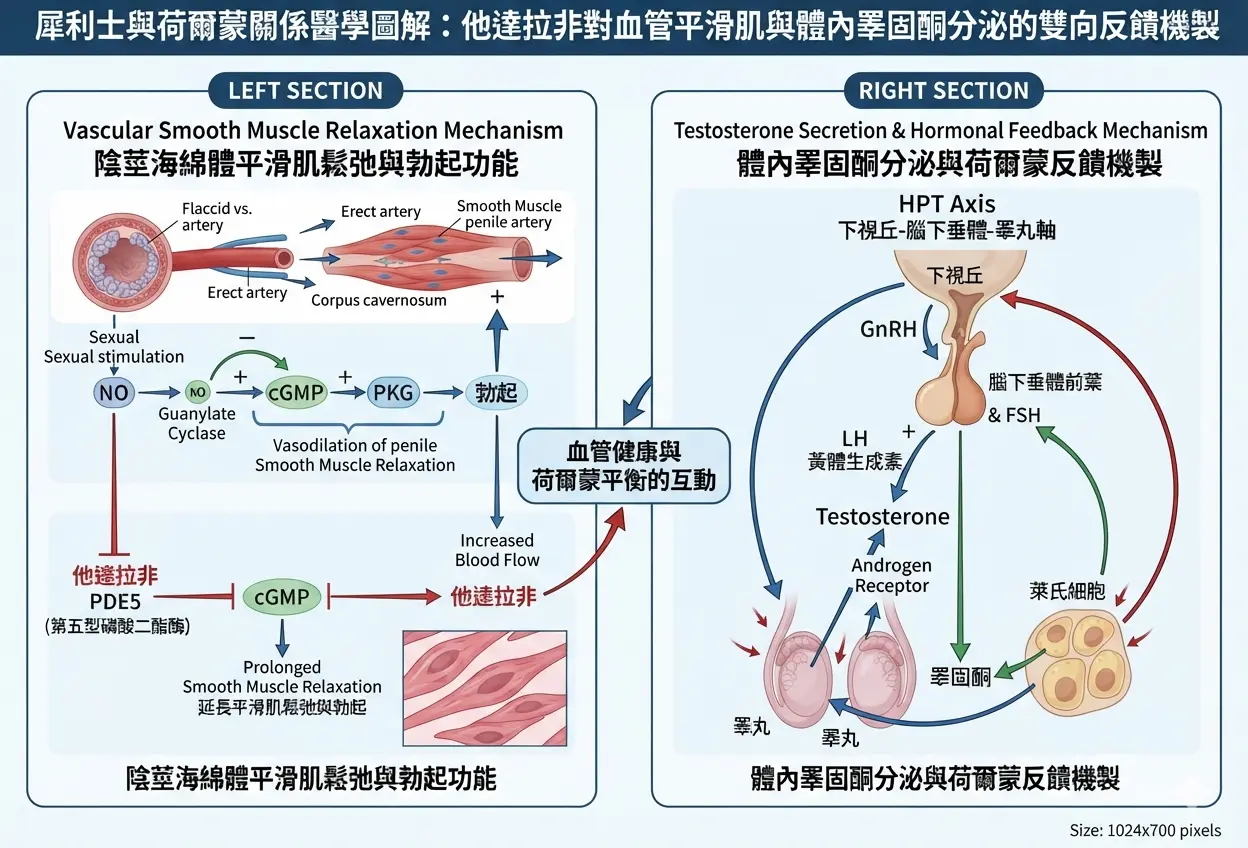犀利士與荷爾蒙關係醫學圖解