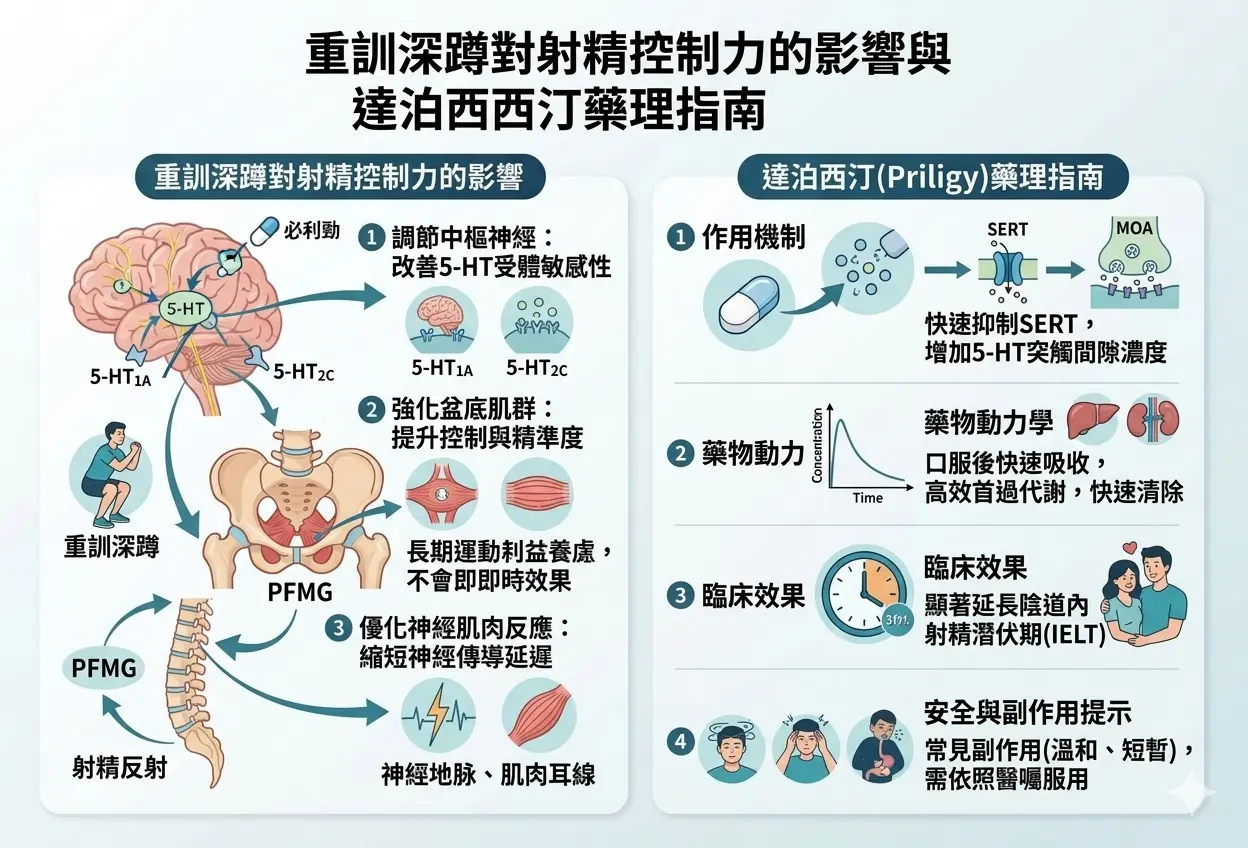 重訓深蹲對射精控製力的影響與達泊西汀藥理指南