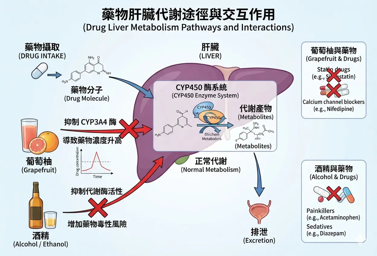 他達拉非在肝臟CYP3A4酶中的代謝幹擾，葡萄柚汁與犀利士藥效交互作用引發異常勃起風險