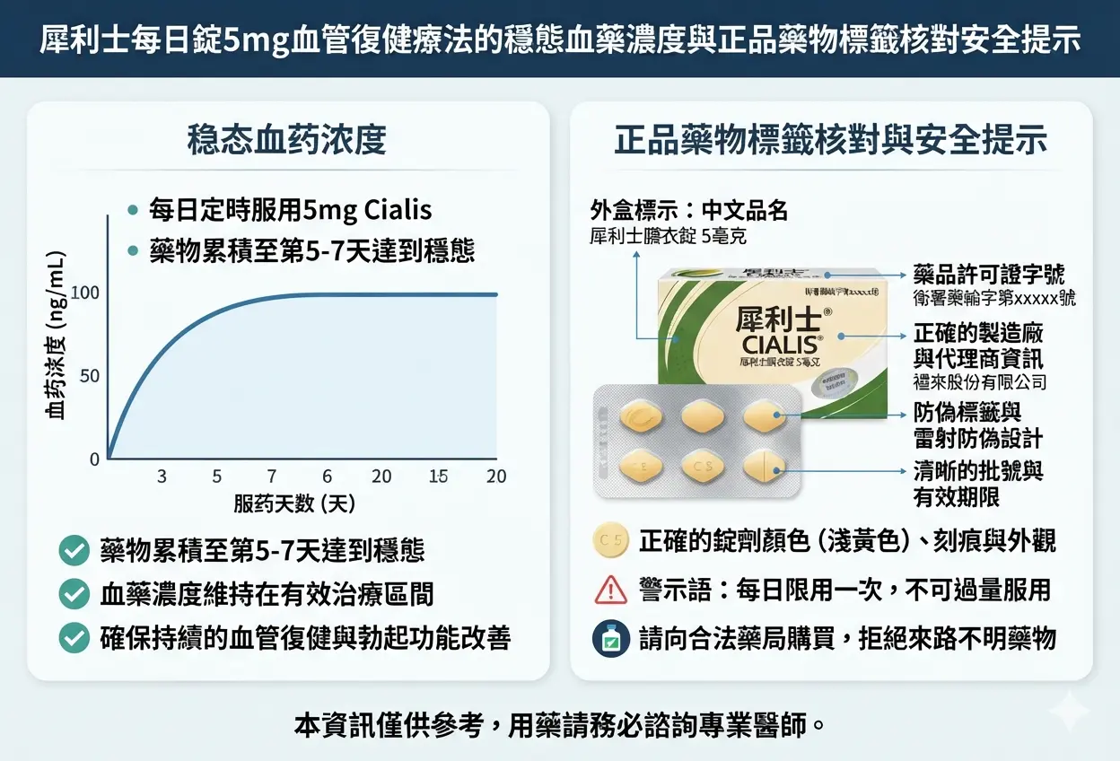 犀利士每日錠5mg血管復健療法的穩態血藥濃度與正品藥物標籤核對安全提示