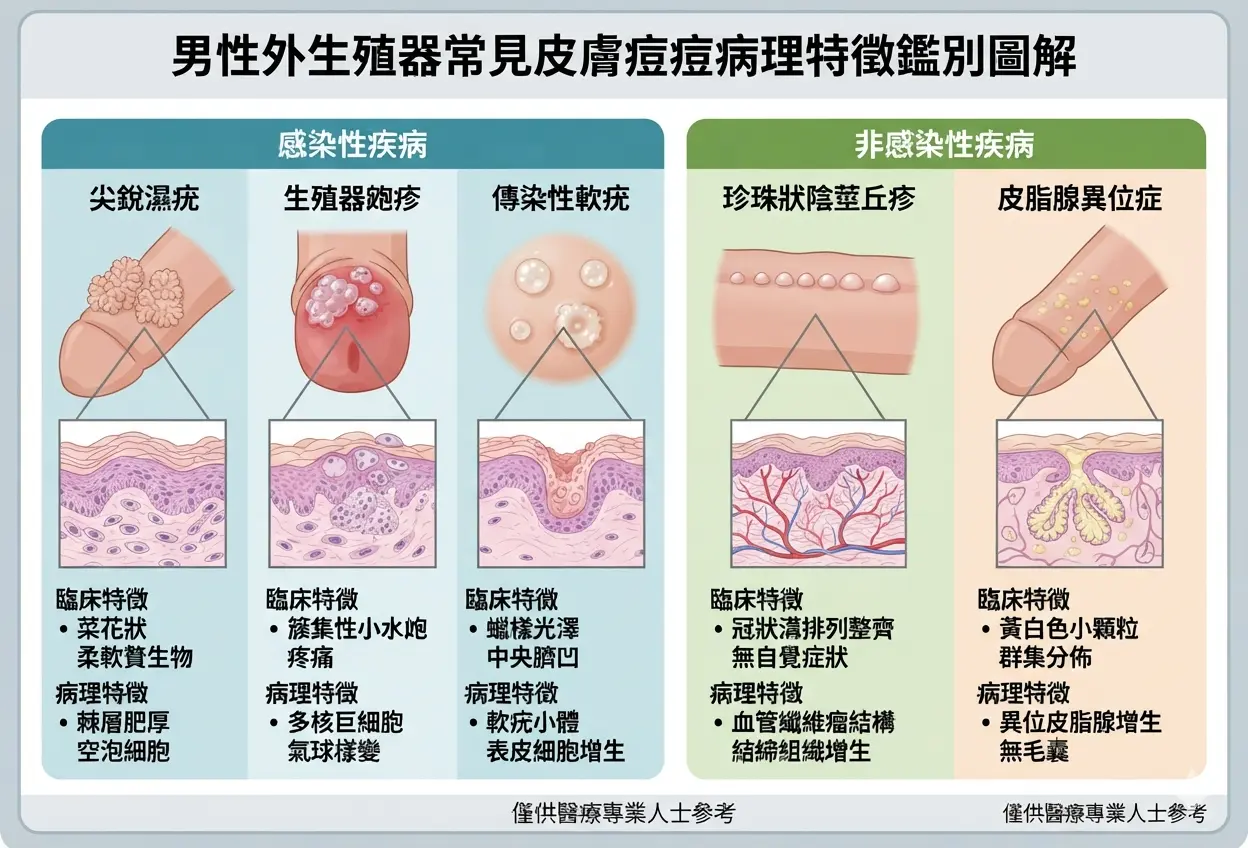 男性外生殖器常見皮膚痘痘病理特徽鑑別圖解