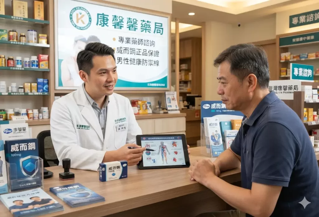 臺灣康馨馨藥局專業藥師提供威而鋼正品用藥指導與男性微循環健康防